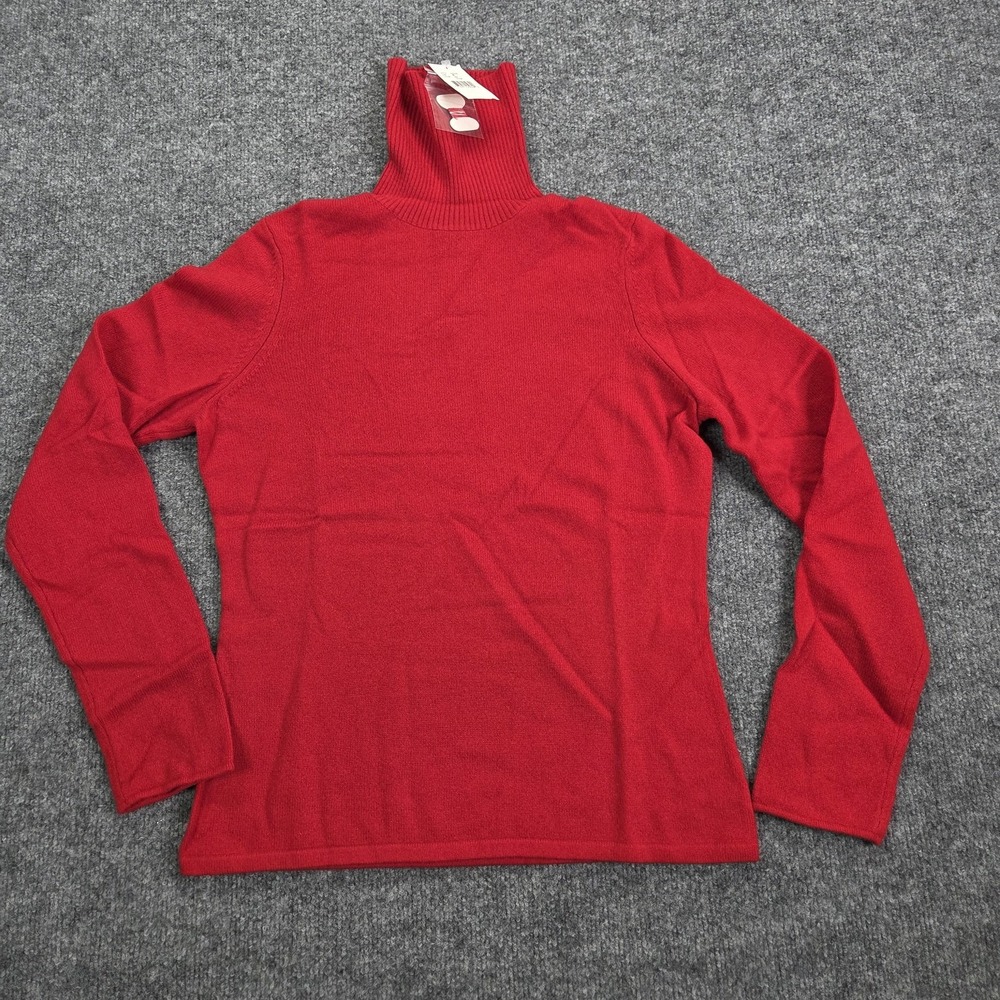 Sutton Studio Sweater Womens‎ Medium Red 100% Cashmere Turtleneck Ribbed NWT